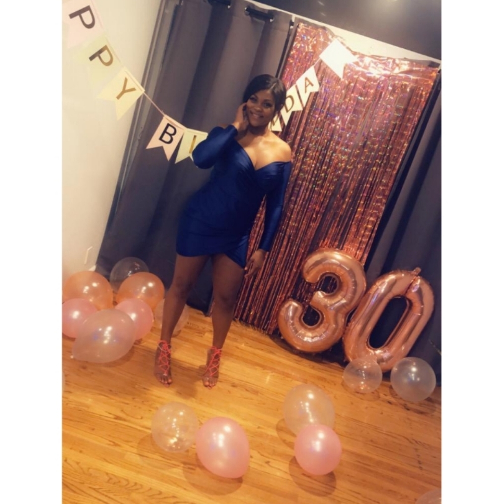 Windsor Royal Blue side  ruch party dress